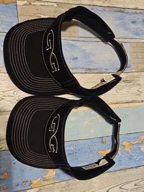 2 -Game Guard Visors Logo  Black Velcro Strap 100% Cotton Adjustable OSFM